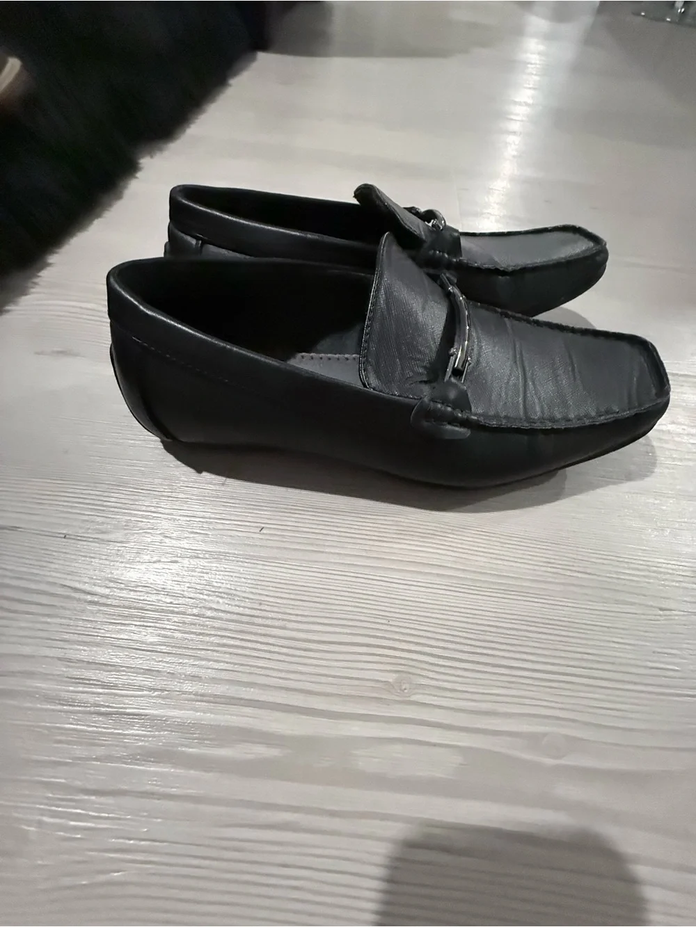 Madden Men’s Black Leather Slip-On Driving Loafers